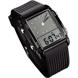 Men's Rectangle Dial Sports Wrist Watches with 7 Colors Optional LED Backlight
